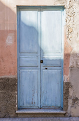 Old blue wooden door