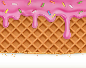 Waffles and glaze, horizontal seamless vector pattern
