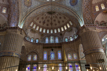 Interior of Sultan Ahmet Mosque in Istanbul