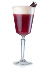 Red wine alcohol cocktail isolated on white