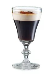 Fotobehang Irish coffee in a glass isolated on white © Serhiy Shullye