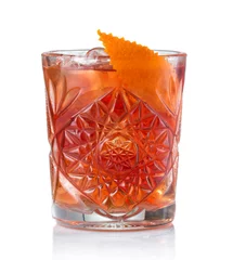 Foto op Canvas Classic Negroni cocktail isolated on white © Serhiy Shullye