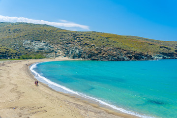 The aegean sea in one of the most beautiful beaches in Mykonos,