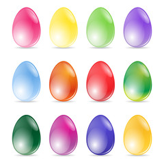 Set of glossy colorful Easter Eggs. Vector illustration.