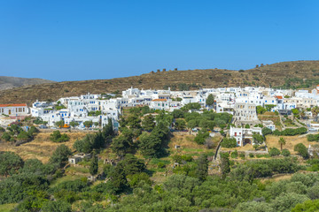 Fototapeta na wymiar Panoramic view of the greek countryside in the island of Mykonos