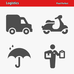 Logistics Icons. Professional, pixel perfect icons optimized for both large and small resolutions. EPS 8 format.