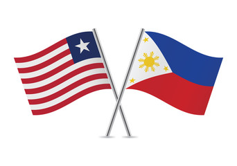Liberian and Philippines flags. Vector illustration.