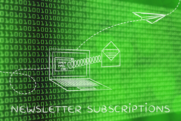 email coming out of a computer screen with a spring, with text N