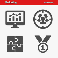 Marketing Icons. Professional, pixel perfect icons optimized for both large and small resolutions. EPS 8 format.