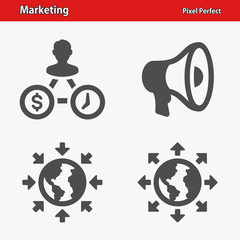 Marketing Icons. Professional, pixel perfect icons optimized for both large and small resolutions. EPS 8 format.