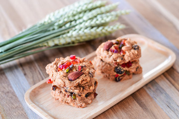 almond cookies on wooden plate