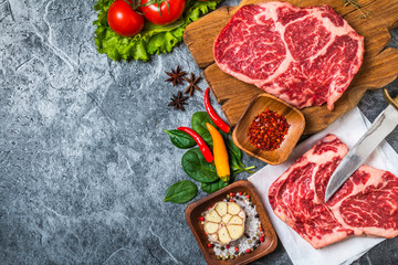 Raw fresh marbled meat Steak