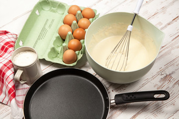 Preparing batter for pancakes