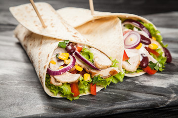 Tortilla with a mix of ingredients