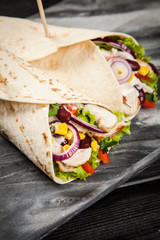 Tortilla with a mix of ingredients