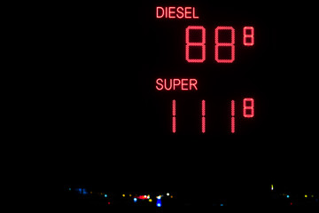 Fototapeta premium Leuchtanzeige Tankstelle
