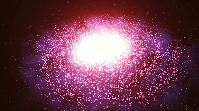 4K Representation of the Milky Way with globular cluster. glowing red galaxy.