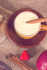  a cup of coffee  and heart.The atmosphere for a cozy romantic evening. Valentine's day.