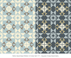 Retro Seamless Pattern 2 Color Set_171 Square Cross Geometry

