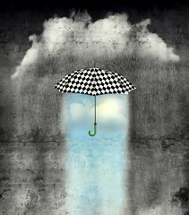 Fototapeten Under the umbrella the weather is wonderful © vali_111