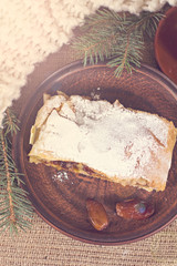 Apple strudel, apple pie and a cup of coffee