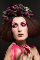  girls with beautiful flowers on the head and a stylish makeover