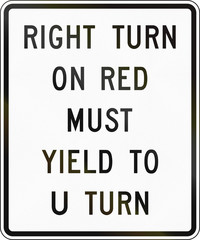 United States MUTCD road sign - Right turn on red must yield