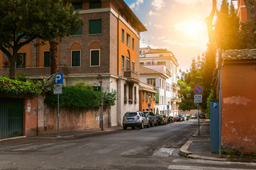 Obraz premium Old street on the Aventine Hill in Rome. Italy