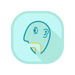 Laryngology icon on blue square with pharynx