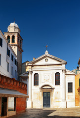 Fototapeta na wymiar View of facade of the San Simeone Profeta church, Venice, Italy