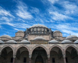 Fototapeta na wymiar Panorama of Suleymaniye Mosque in Istanbul, Turkey