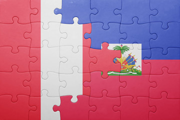 puzzle with the national flag of haiti and peru