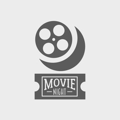 Vector logo or badge design template - cinema, movie night concept
