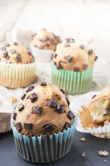 muffins with chocolate on a stone tray