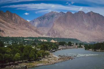 Gilgit town by the Gilgit river