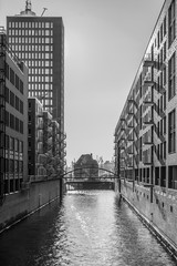 Fototapeta premium warehouse district in Hamburg - black & white