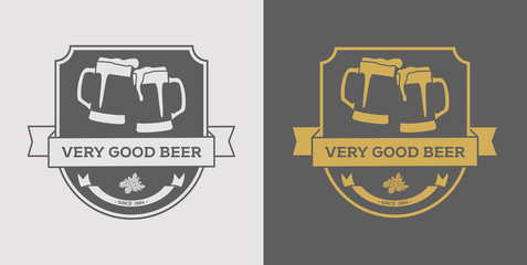 Beer logo design element in vintage style for logotype, label, badge, poster and other design. Brewery retro vector illustration.