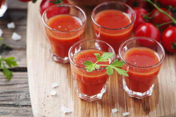 Bloody mary cocktail on the wooden table