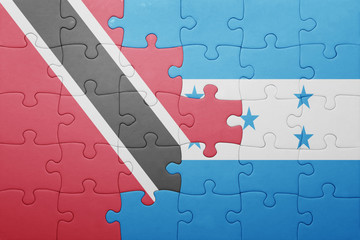 puzzle with the national flag of honduras and trinidad and tobago