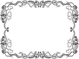 Postcard with floral elements and hearts