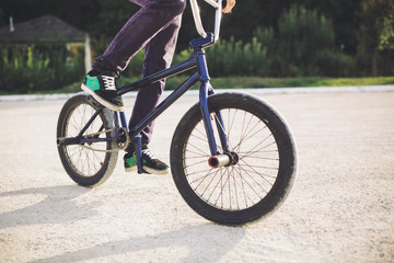 Young BMX bicycle rider