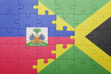 puzzle with the national flag of jamaica and haiti
