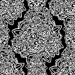 Black white monochrome circle mandala doodle pattern background texture