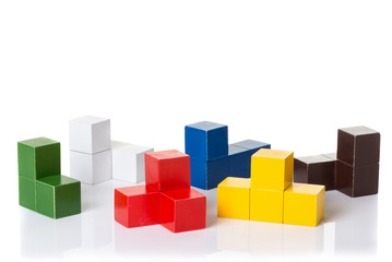 Multi colored wooden blocks, logic puzzle