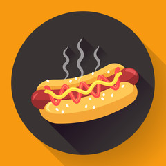 Vector Hot-Dog illustration. Flat design style.