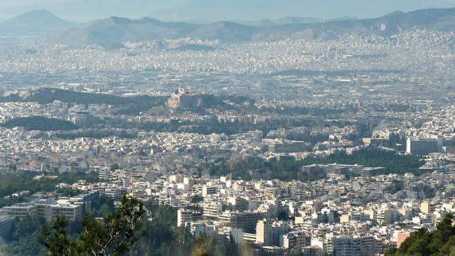 Top View of the City Athens Time Lapse