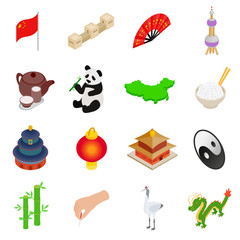 China isometric 3d icons © juliars