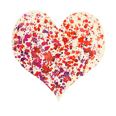 Watercolor heart isolated on white, vintage.