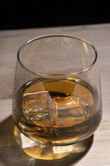 iced wiskey on the wood floor