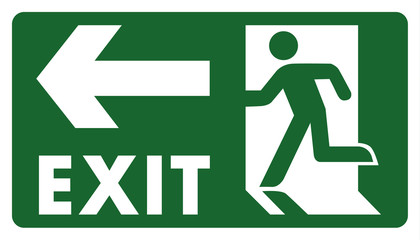 signpost, leave, enter or pass through the door on the left